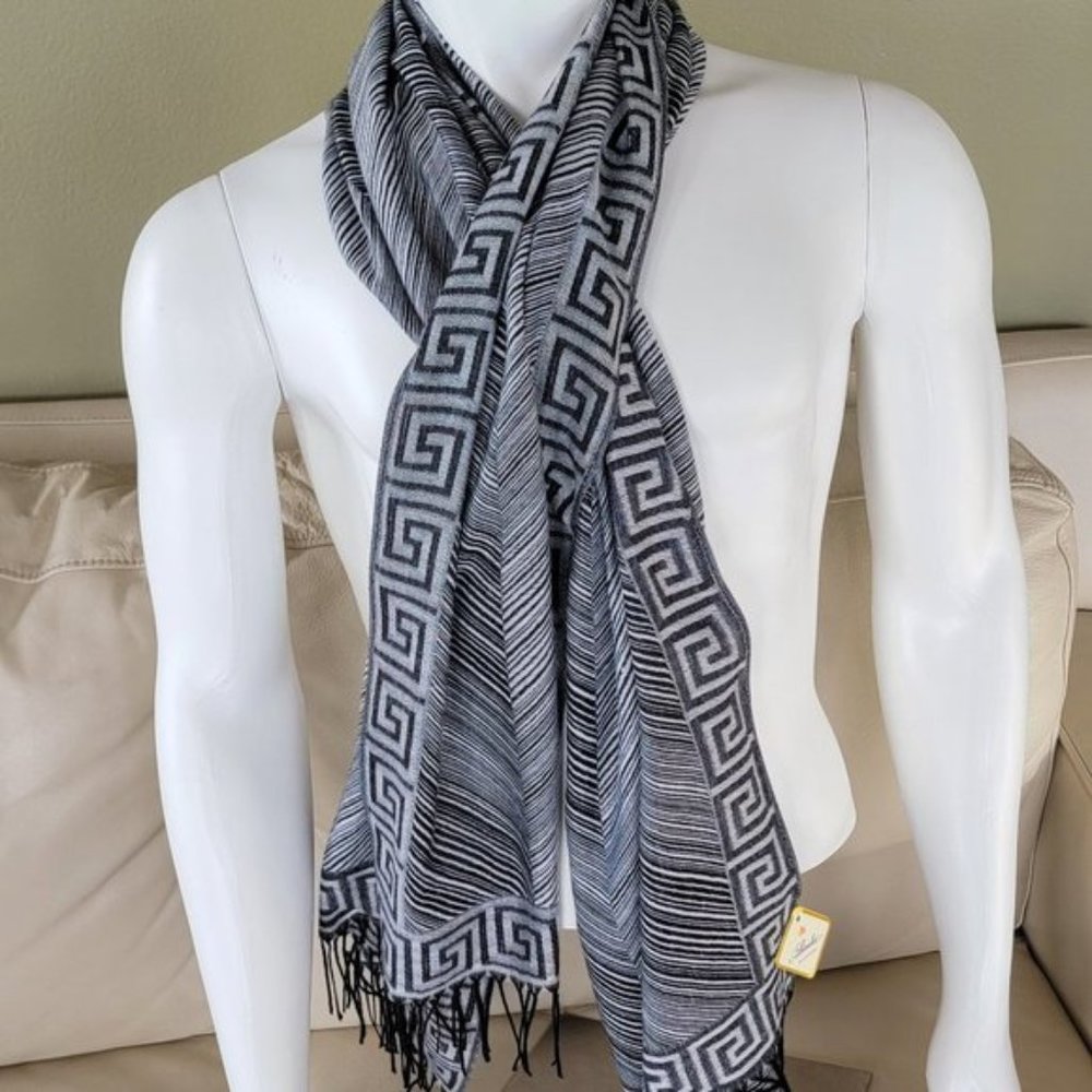 Greek Key Pashmina 100% Cashmere Women NEW